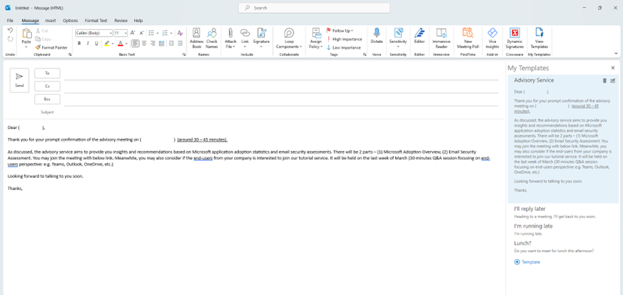 4. Inserting Templates