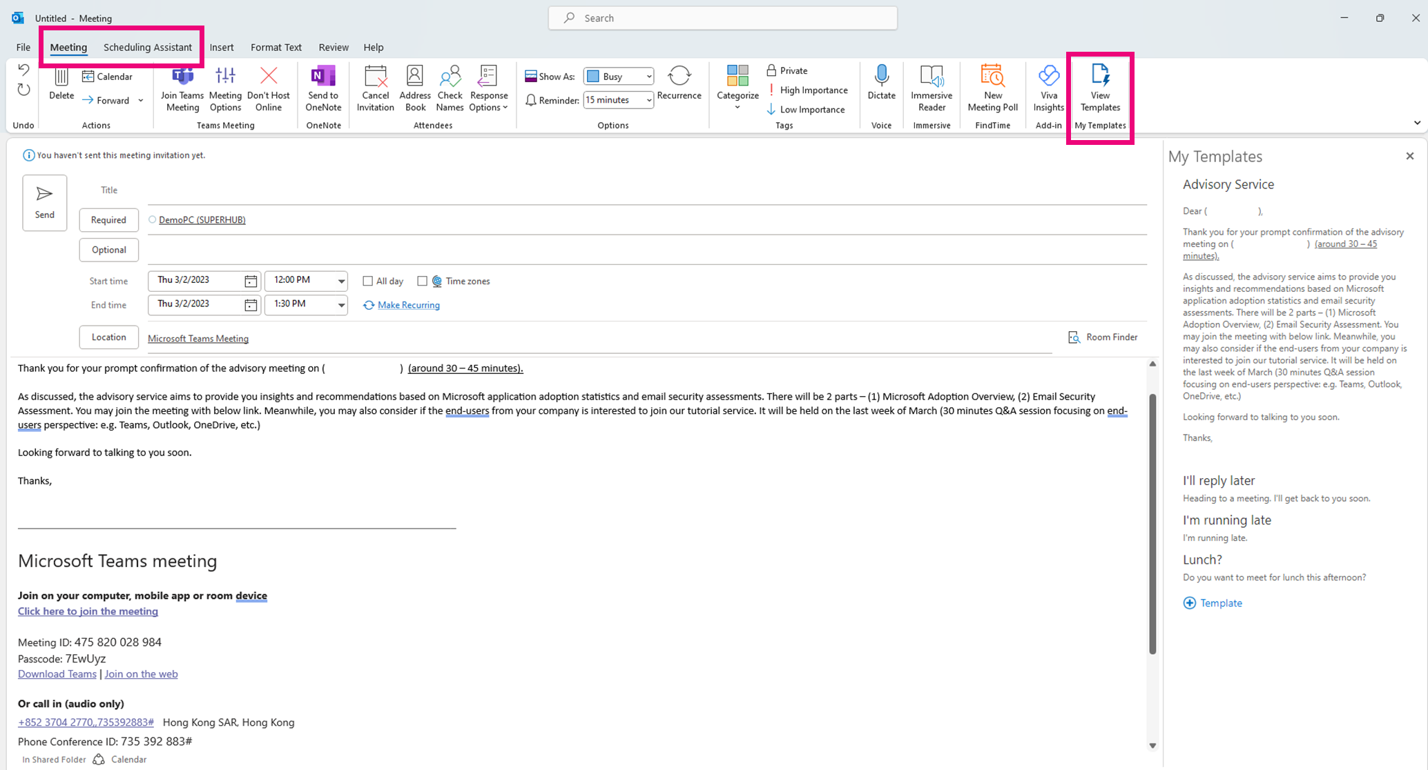 6. Adding Template in Scheduling Assistance 6. Adding Template in Scheduling Assistance